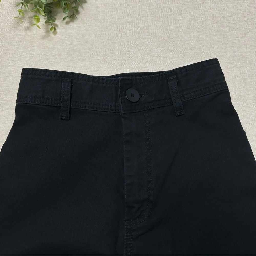 Zara Women’s Black Cotton The Marine Straight High Rise Wide-Leg Jeans Size 2 - Picture 3 of 9